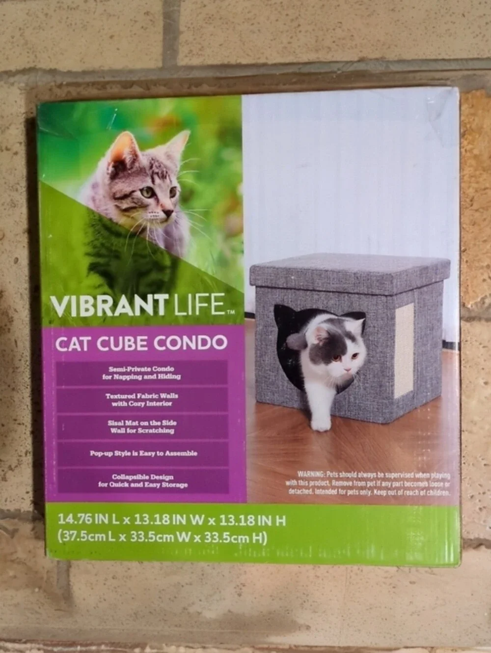 Vibrant Life Cat Cube Condo In GRAY, Satisfy your cat's desire to play and rest!